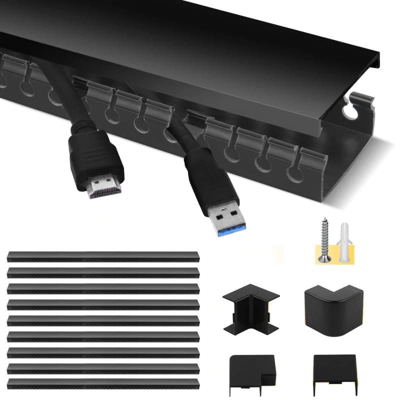 Stageek Conduit de Câbles, Cable Goulotte Rangement pour Câbles PVC Auto-adhésif, Panneau de Gestion de Câbles, Conduit de Câble