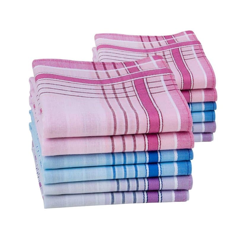 Lot de 6 mouchoirs en coton peigné, 3 couleurs pour un usage quotidien - 28 x 28 cm - Cadeau de Noël - Multicolore - Small