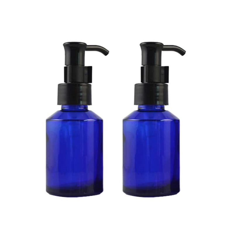 2PCS flacons de lotion vides en verre de 60 ml avec couvercle de pompe noir et système de verrouillage pour cosmétiques et cosmé