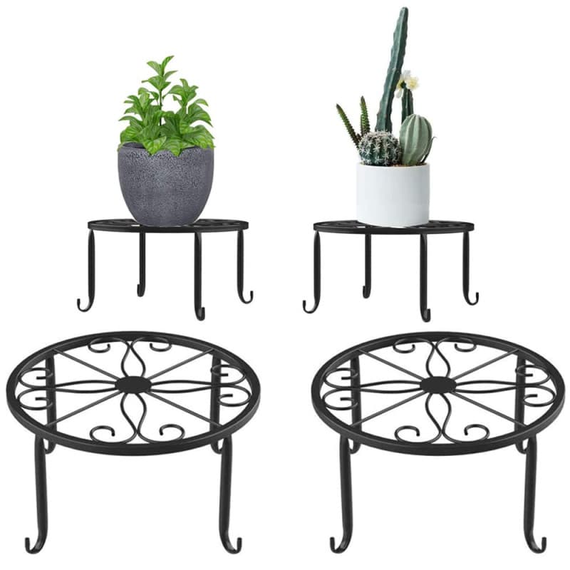 2 Pièces Pot de fleur Stand, Metal Art Plant Stand Rack Style européen pot de fleur titulaire pour jardin Table Ronde de Jardin,