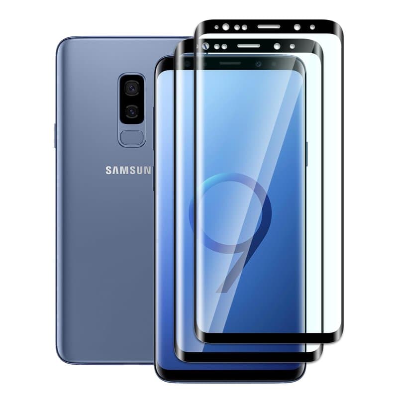 FWKDWHPH 2 Pièces Verre Trempé pour Samsung Galaxy S9 Plus,3D Couverture Complète,Anti-Rayures,9H Dureté,sans Bulles,HD Protecti