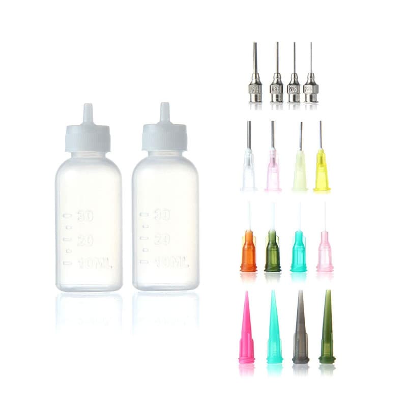 DOHAPPYS Flacon applicateur de colle de précision en plastique avec deux flacons de 28,3 g et 16 embouts aiguilles pour paperoll