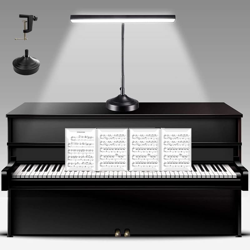 NovoLido Lampe de Piano, 2 in 1 Lampe de Bureau LED avec Base et Pince, Lampe Pupitre Musique pour Lecture, Lire, Claviers, Trav