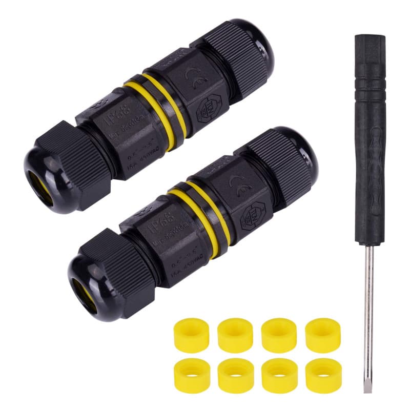 UPOOS Boîte de Jonction Étanche IP68 Connecteur de Câble Extérieur en 4 Pôles pour Câble Ø 5-12mm Coupleur de Manchon Externe Bo