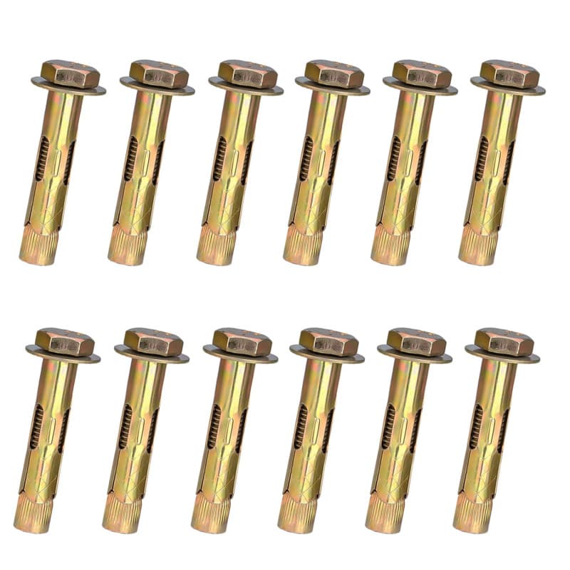 Lot de 12 boulons à vis à expansion M8 x 60 mm, écrous hexagonaux d'expansion, boulons d'ancrage, ancrages de fixation très rési