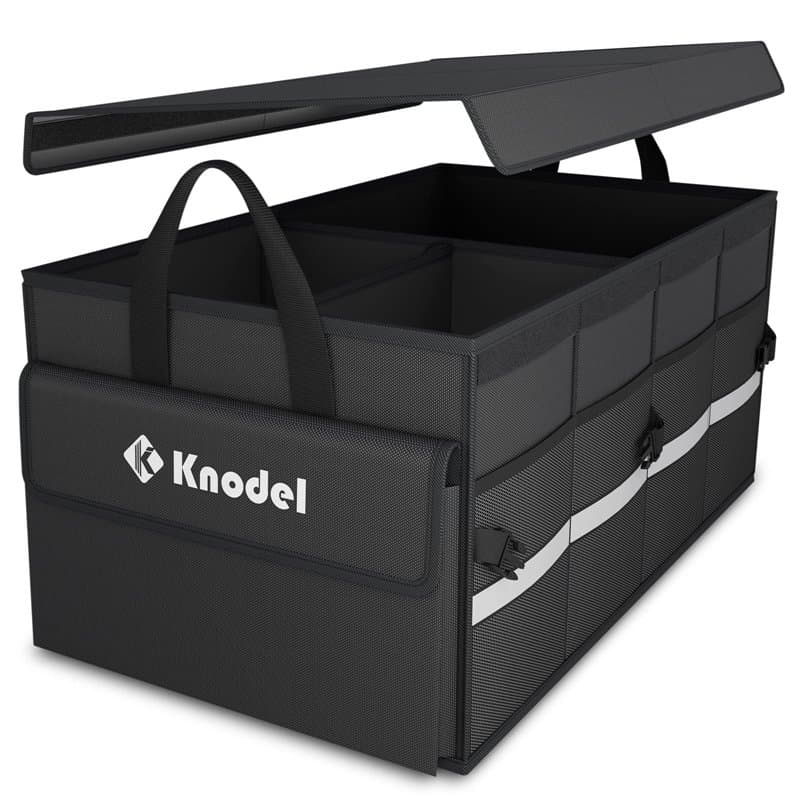 Organisateur de coffre de voiture Knodel avec couvercle pliable, organisateur de rangement de coffre de voiture pliable, organis