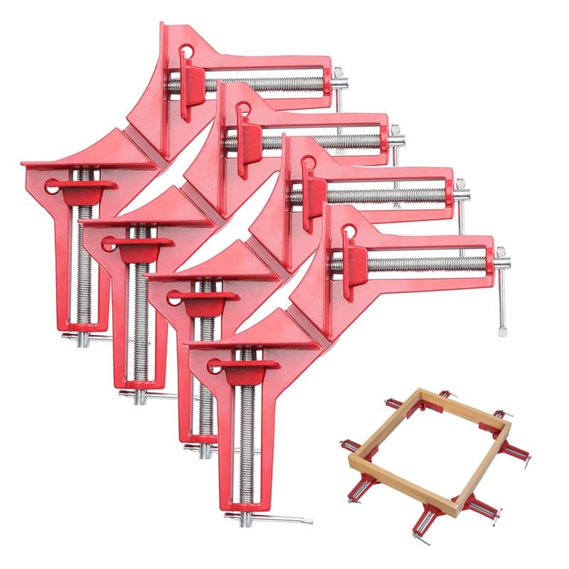 Fippy 4 pièces Pince à Angle Droit à 90 Degrés, Serre Joint Angle Droit Etau D'Angle Reglable à Bois Ensemble Pour Cadre Multi P