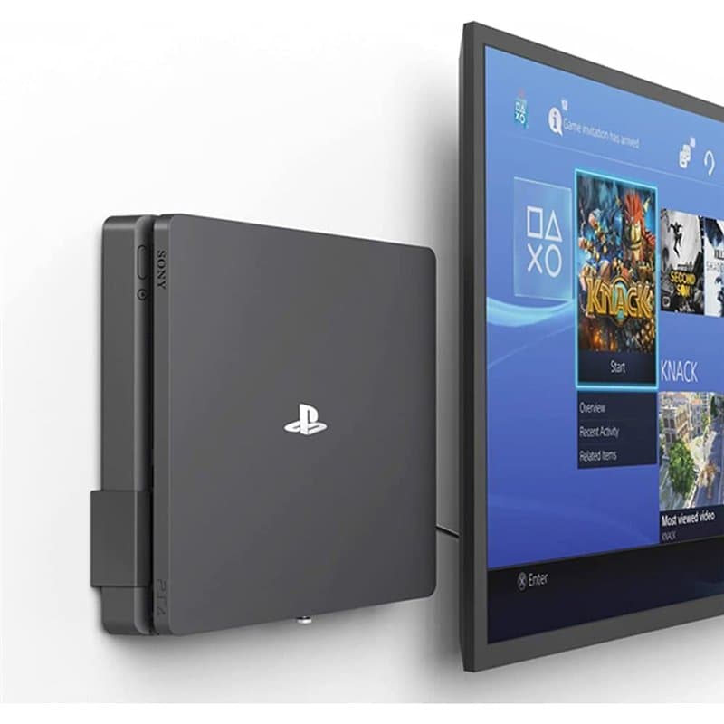 Monzlteck Support Mural pour PS-4 Slim, près ou derrière la télévision, Gain de Place, personnalisé pour s'adapter Parfaitement