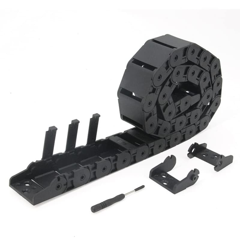 Zeberoxyz Chaîne de traînée 18x37mm Longueur 1 mètre à l'intérieur Taper ouvert Porte-câble flexible en plastique noir R28 avec
