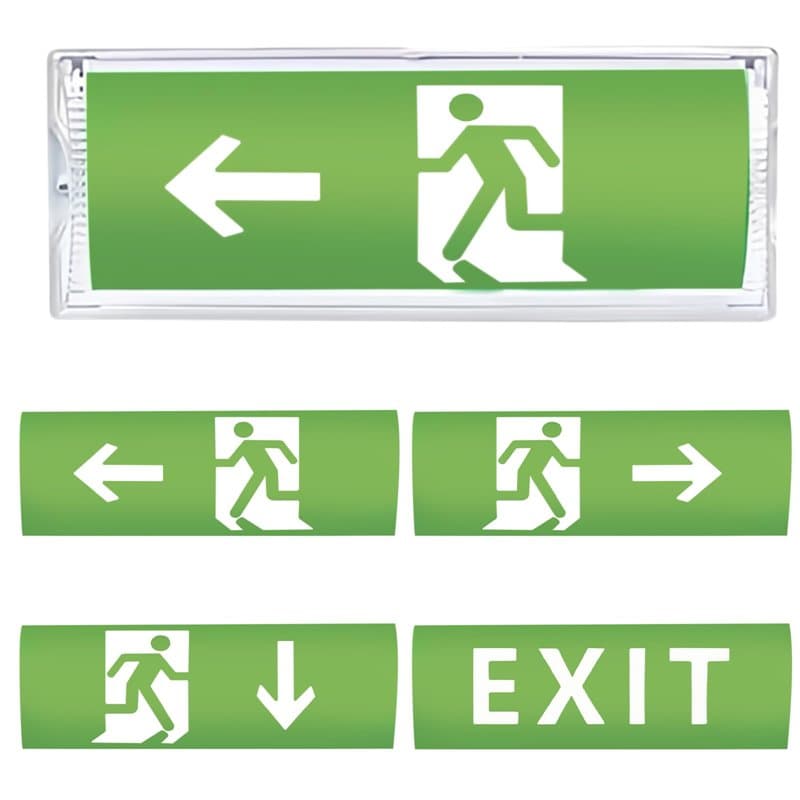 WIYETY Éclairage de secours à LED: éclairage de secours à LED avec 4 pictogrammes de sortie de secours, éclairage de secours pou