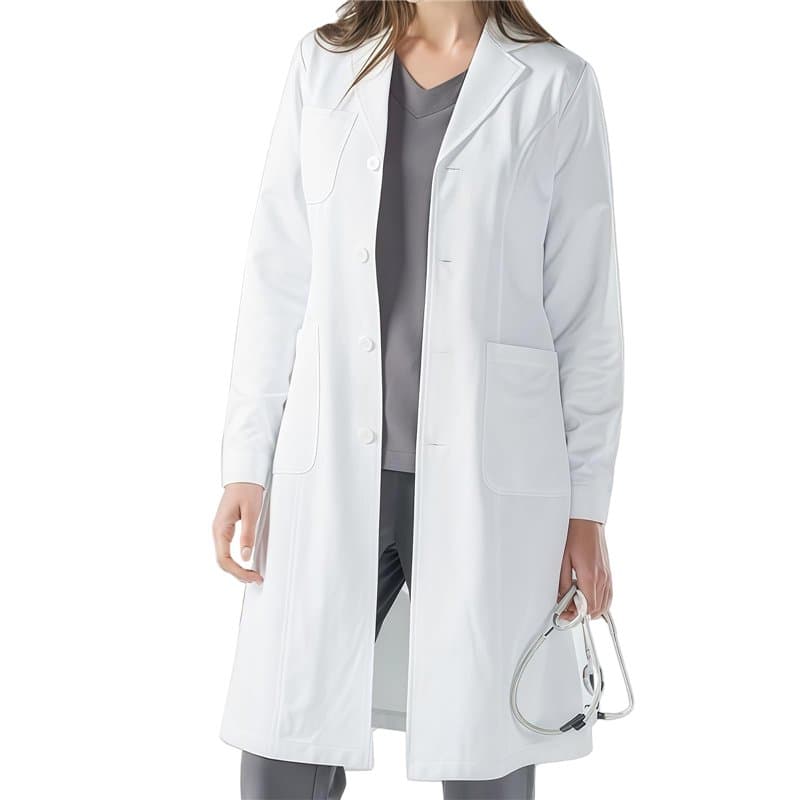 LEKEFETO Blouse de médecin blanche en coton pour femme et homme, blouse de médecin blanche à boutons, 3 poches, blouse médicale