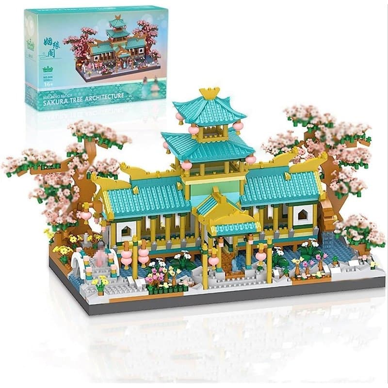 Mini Bloc de Construction pour Architecture des jardins chinois, 2350 pièces Pavillon du Mariage Jeu de Construction, Briques de