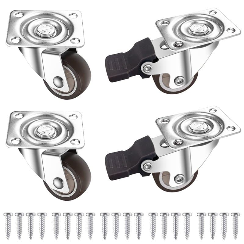 Gentpovth Ensemble de 4 roulettes pivotantes silencieuses haut de gamme pour meubles de 1 pouce(2 d'entre eux avec freins), roul