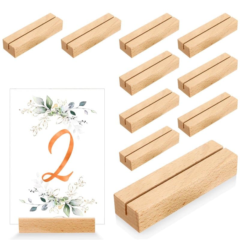 Litimkat 10 Pièces Porte Carte Bois, porte cartes photo en bois pour mariages, banquets et fêtes, porte-numéros de table en hêtr