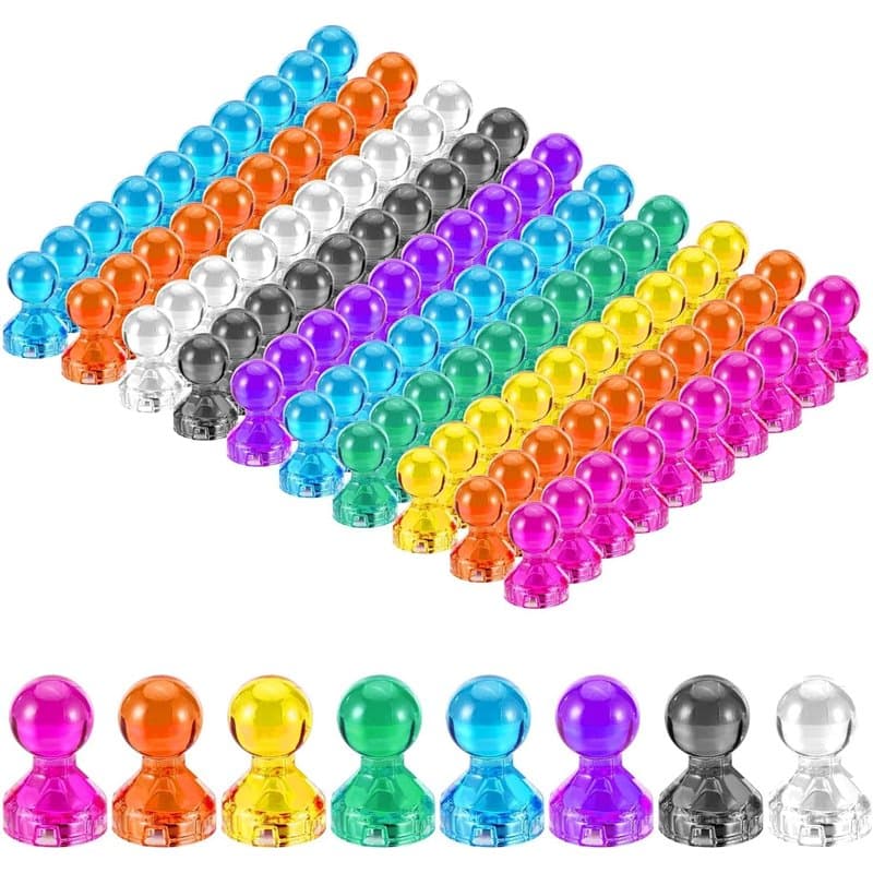 Aimants,100 Pièces Aimants de Tableau Blanc Réfrigérateur,8 Couleurs,Aimant Frigo,Aimant pour Tableau Magnetique,Aimant Frigo Or