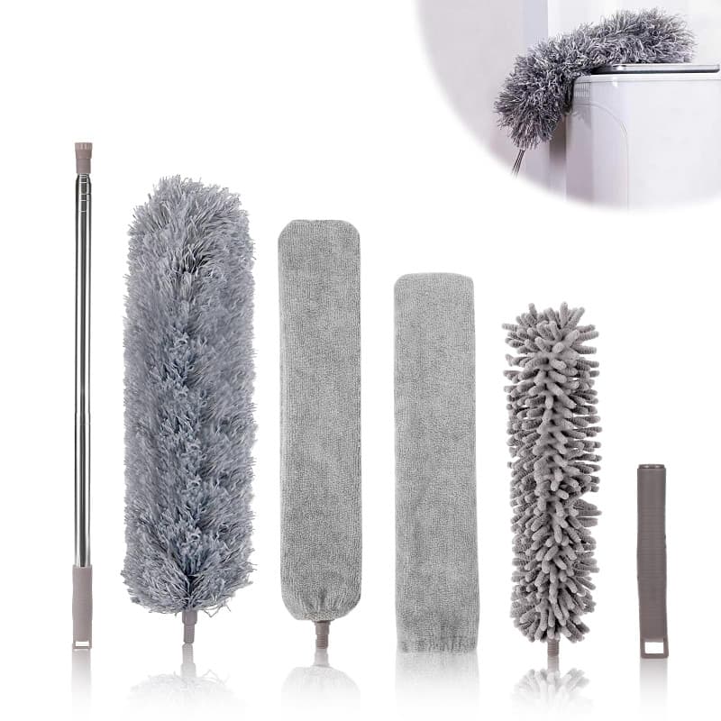 Sprifityy 6 Pièces Plumeau Telescopique,Poussiere Plumeau Lavable Microfibre,Longueur télescopique jusqu'à 250 cm,adapté au Nett