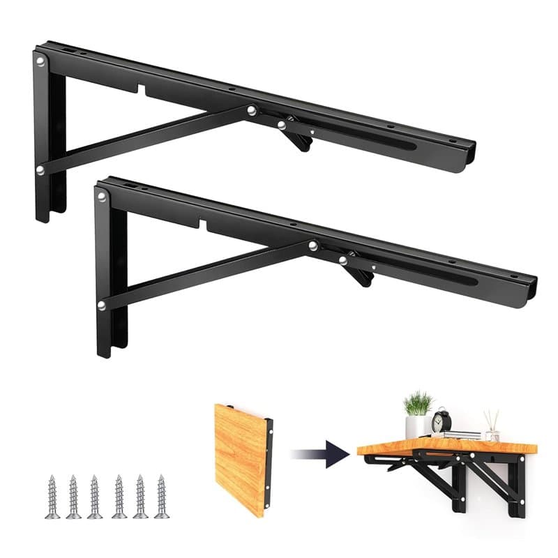 2 Pièces Equerre Pliable, 400 mm Equerre Pliante en Acier Inoxydable avec Vis Pouvant Supporter un Poids de 120 kg, Equerre Etag
