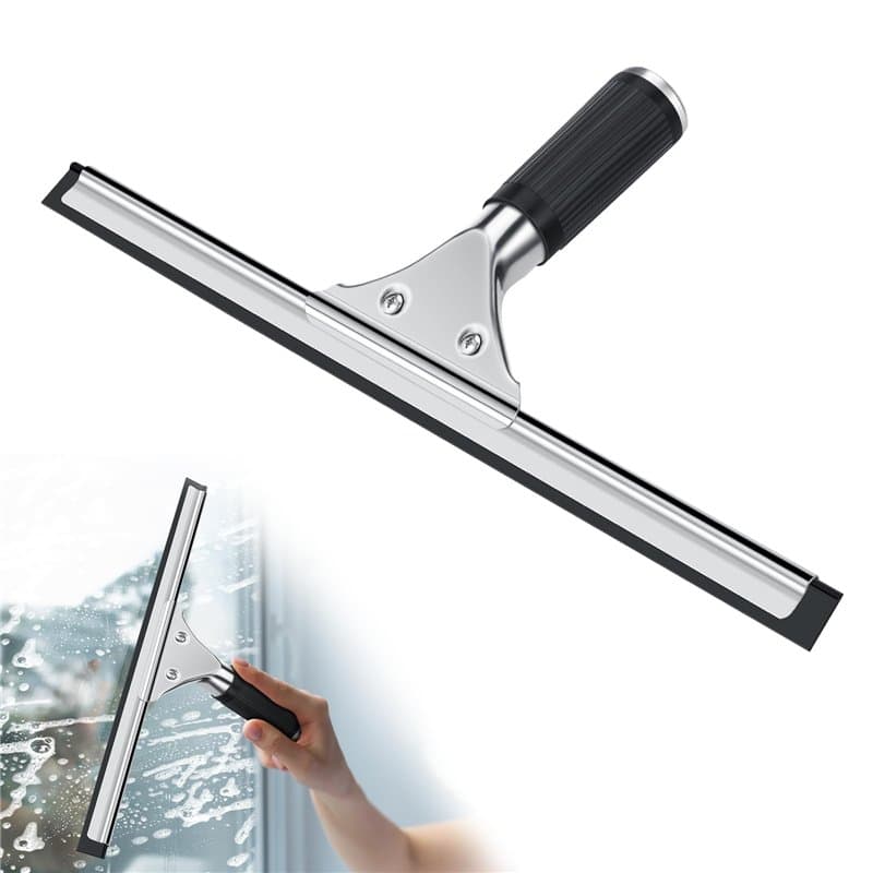 Raclette à vitre Professionnelle, Raclette Vitre en Acier Inoxydable avec Lame de 35 cm, pour Nettoyer et Sécher le Verre, le Ca