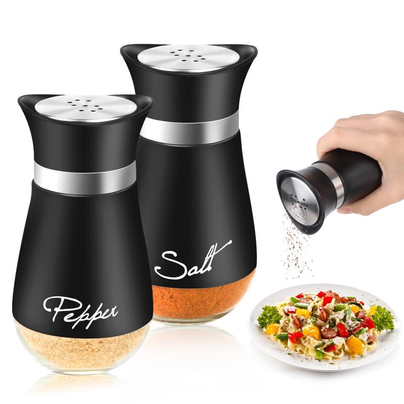 Saliere et poivriere de table set, 2 PCS salières et poivrières à fond en verre - Noir 120 ML Salieres et Poivrieres - Pour Cuis