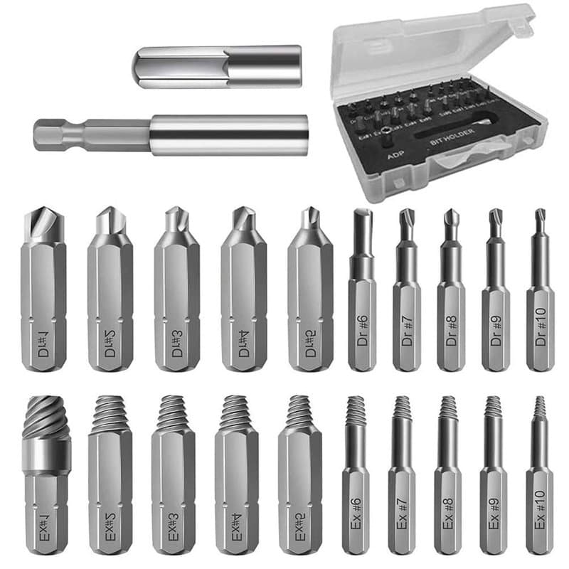 22 Pièces Endommagé Vis Extracteurs, Endommagé Vis Extracteurs, HSS Ensemble Décapant Boulon avec Porte-Embout Magnétique Et Ada