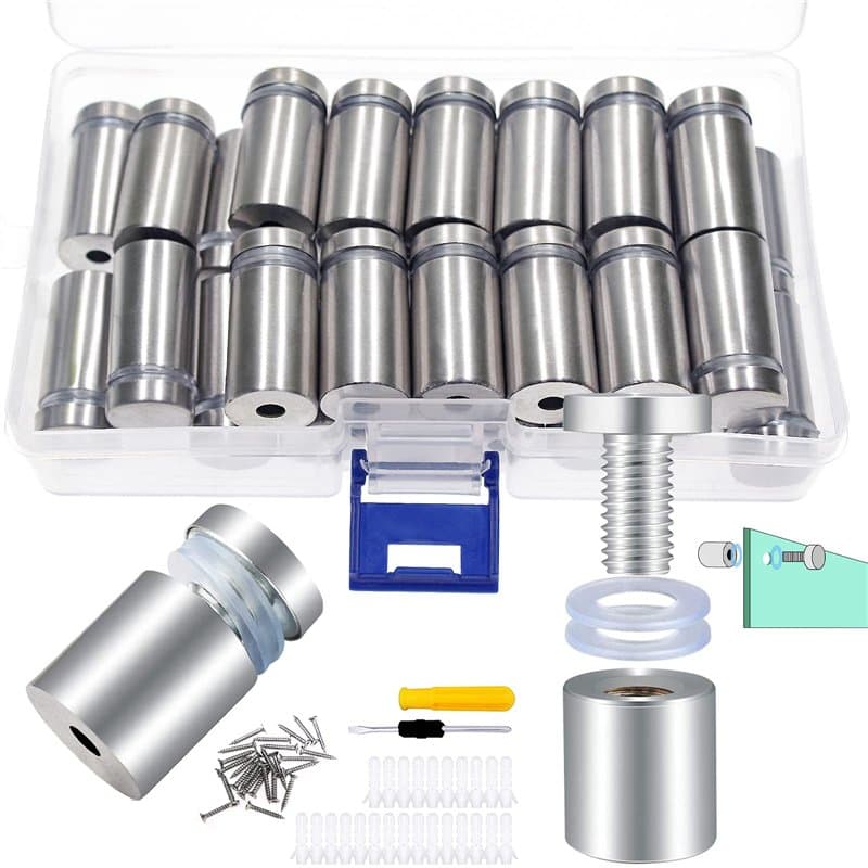 GZLCEU 25 Pcs Entretoise de Verre, Acier Inoxydable Vis D'écartement 16x30mm Vis Publicitaire avec Boulon Fixation Accessoires p