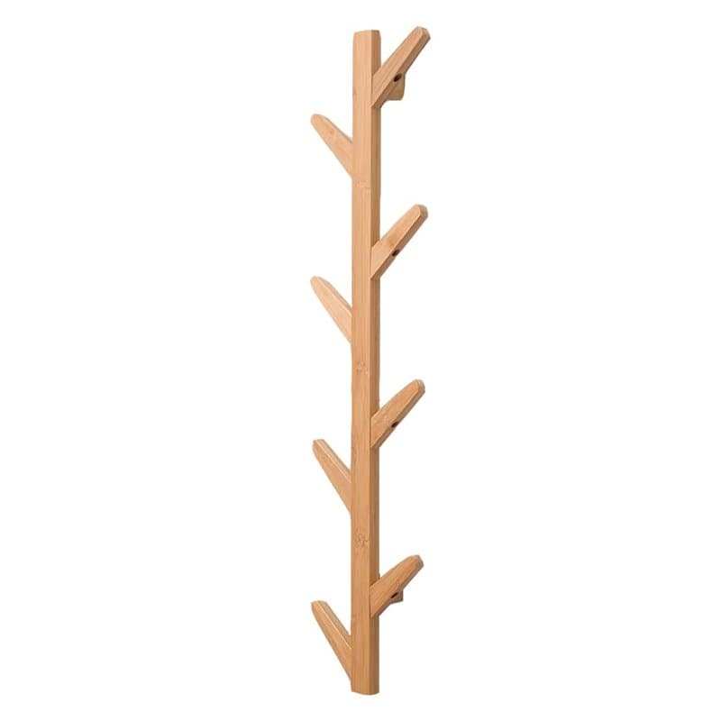 FREOSEN Porte Manteau Mural en Bois Naturel Portant Vêtements Mural en Bamboo Porte Manteau Bois Vertical Corchets Patère en Boi