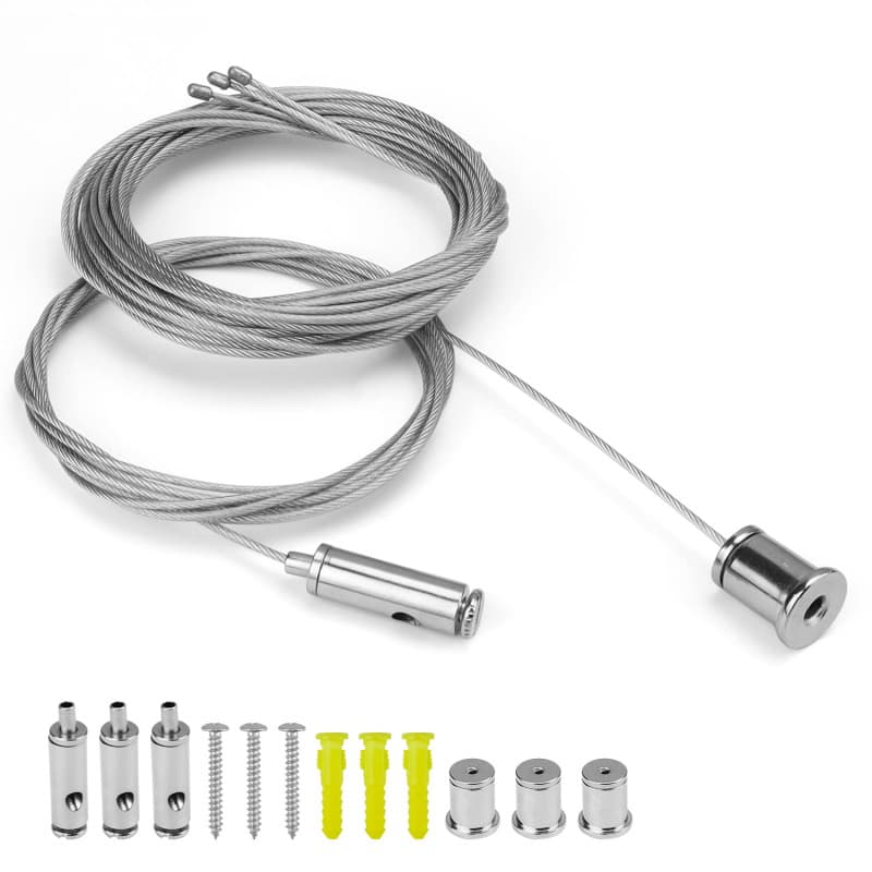 DIYCUT 4 Pièces Ajustable Cable Suspension, Cable Acier 1,5mm × 2m, Cable Suspension Luminaire Agencements, Câble Métallique Fix