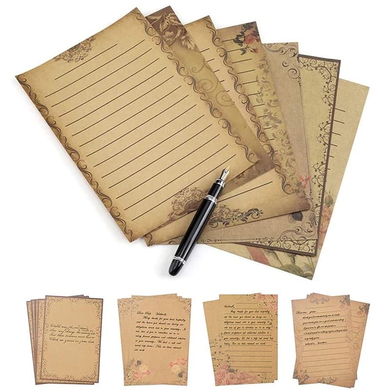 56 Feuilles Papeterie Vintage, Enveloppe Vintage Papier, Papier à Lettres Vintage, Papier Kraft Papier à Lettres Retro, Papier à
