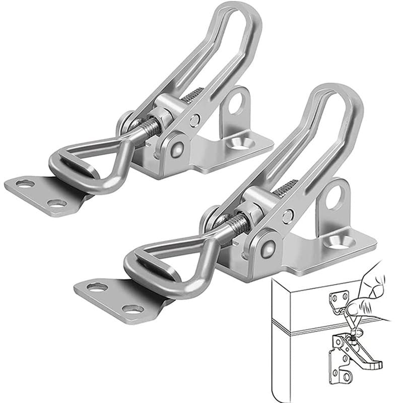 Loquet Bascule Acier Inoxydable, 2 Pièces Loquet à Bascule Métal, Fermeture Levier, Pas de Rouille, Fixation Solide, Pince Loque