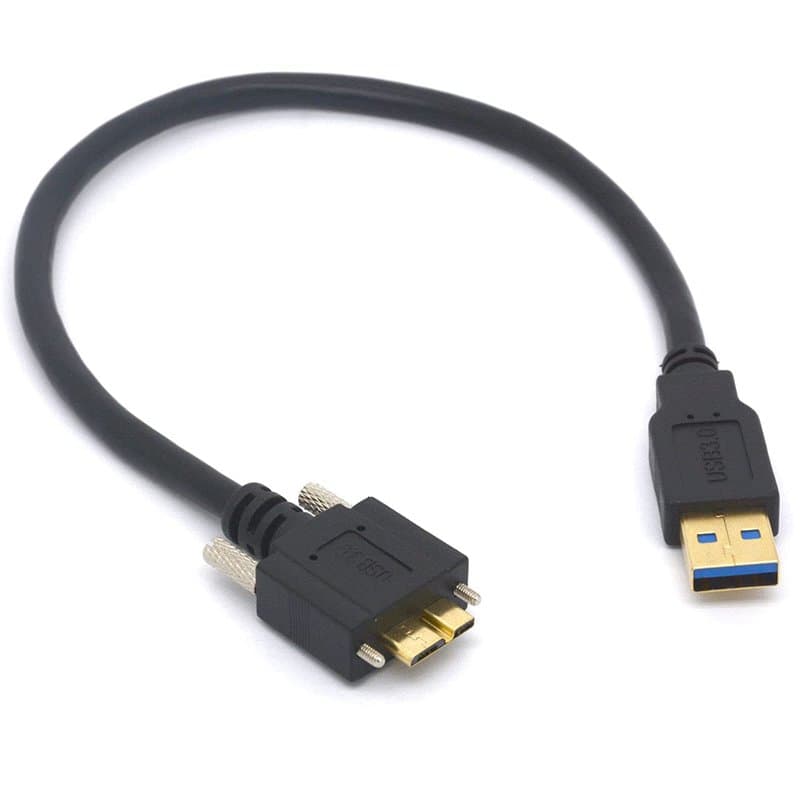 Tomost Câble à vis de verrouillage Micro B, câble court USB 3.0 Micro B USB A mâle vers Micro B avec double vis de verrouillage