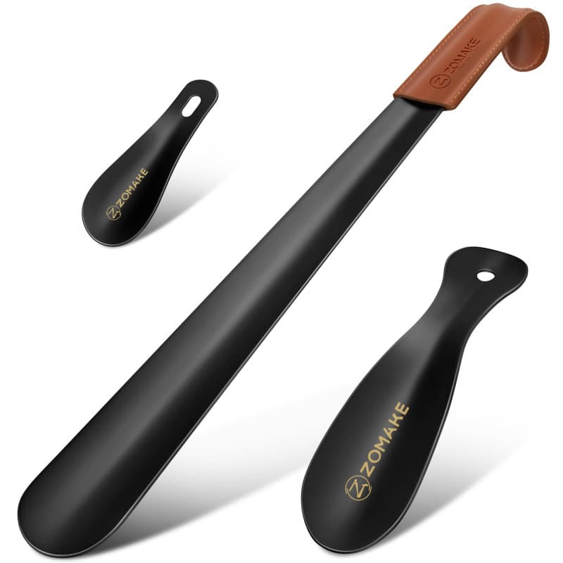 ZOMAKE Chausse Pied Metal 3Pcs - 42cm Grand Chausse-pieds Long Manche Métal Chausse Pieds avec Cuir,19&10cm Chaussé Pied Facile