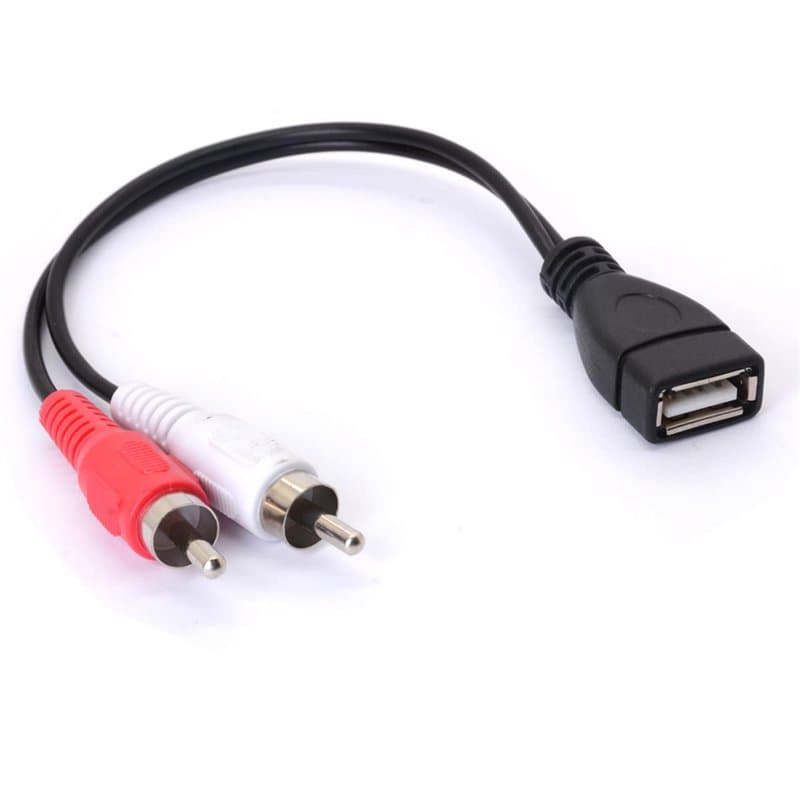 Tomost Câble USB vers RCA, USB A 2.0 femelle vers 2 prises RCA mâles, répartiteur en Y audio, vidéo, AV composite (20 cm)