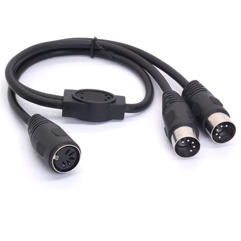 HTGuoji Câble répartiteur MIDI Y - Jack femelle DIN 5 broches vers double prise mâle - Câble MIDI pour mixeurs MIDI, claviers MI