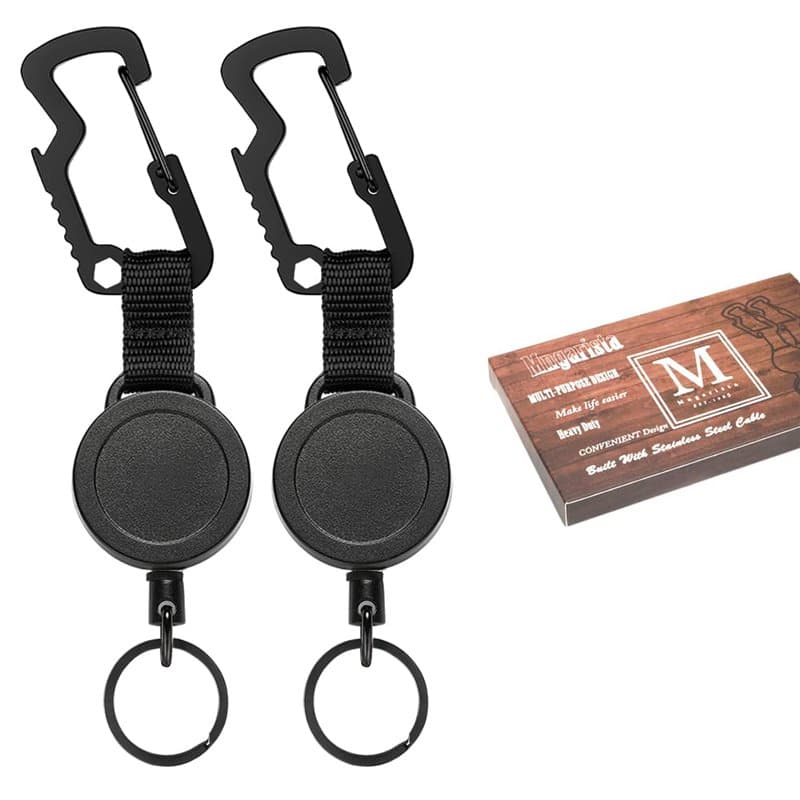 MNGARISTA Porte-badge avec bobine rétractable, porte-badge d'identification en plastique rigide, durable, rétractable, noir D