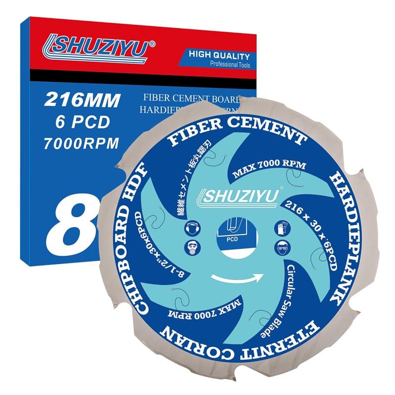 LSHUZIYU, 216mm-6PCD, Trou Central 30mm, Diamant Polycristallin 6PCD, Lame de Scie Circulaire pour Fibrociment