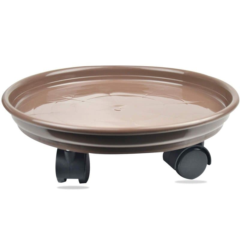 Myuilor Bac à plantes gris de 30,5 cm, 1 lot de chariot à roulettes pour pot de fleurs rond pour intérieur