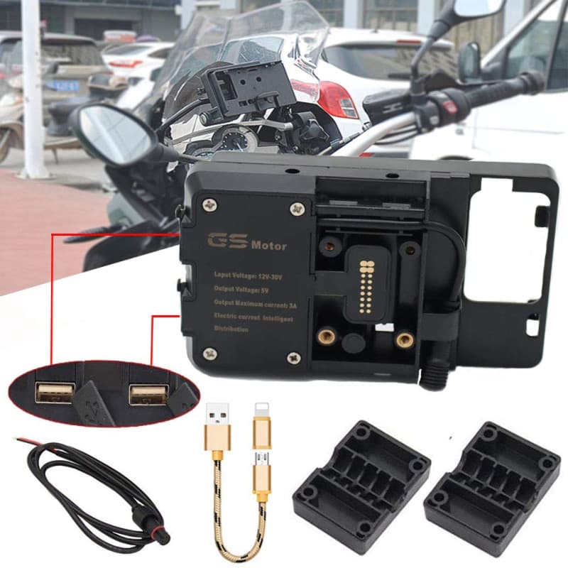 R&P Support de recharge USB pour navigateur ou téléphone portable, pour moto BMW R1200GS, F800GS, ADV, F700GS, R1250GS, CRF 1000