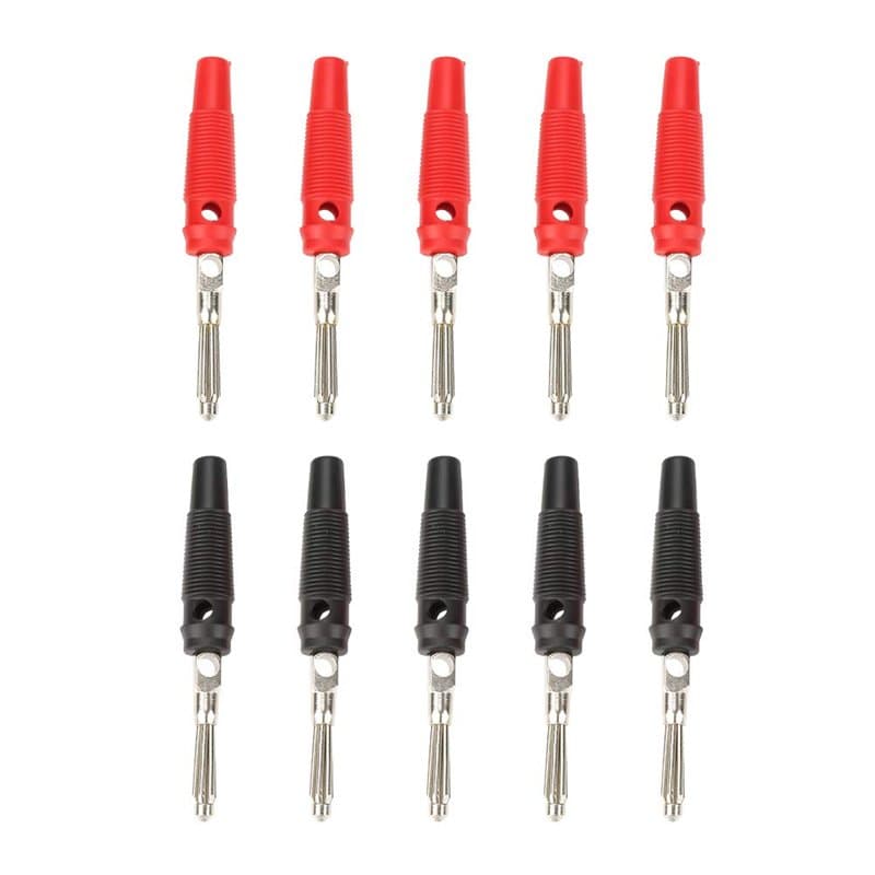 Fiches bananes,Akozon Lot de 10 4 mm P3008 plastique nickelé noir rouge fiches Bananes pour Haut-parleurs, écran Murale, système