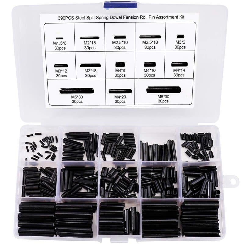 QIMEI-SHOP Goupille élastique Fendue Goupilles Fendues en Acier au Manganèse Assortiment Kit M1.5 M2 M2.5 M3 M4 M5 M6 avec la Bo