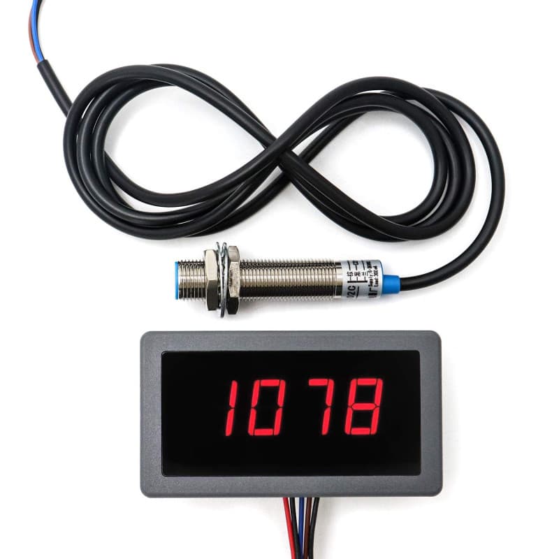QWORK® Tachymètre d'Affichage Numérique, Compte-tours numérique 4 à LED chiffres de Digiten, Panneau de Compteur de Vitesse RPM