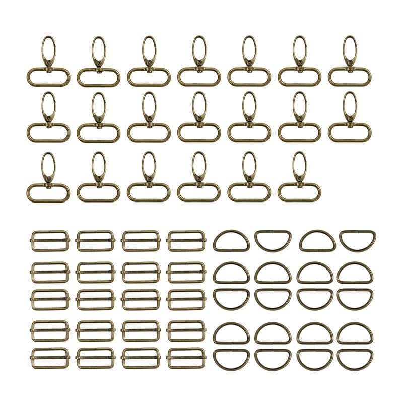 Kolamom 60PCS Mousqueton a Main 32 mm, Pivotant Sac, Anneau en D, Boucle Coulissante Belt, Couleur Bronze, 45 x 38 mm Unisex