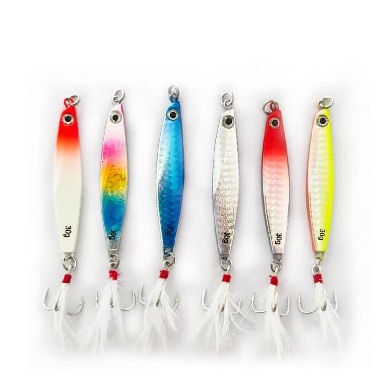 6 pièces Peche Kits Leurres, Pêche Jig Métal Appâts Poissons 7.65cm 4# Crochets Crankbait, Plomb Coulée Tranche Leurres de Pêche