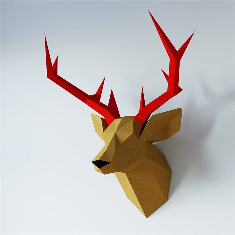 Tête de cerf, Yona DIY Papercraft kit, tête de cerf de papier, Décoration,Décoration d'intérieur, trophée de papier, cadeau, Ori