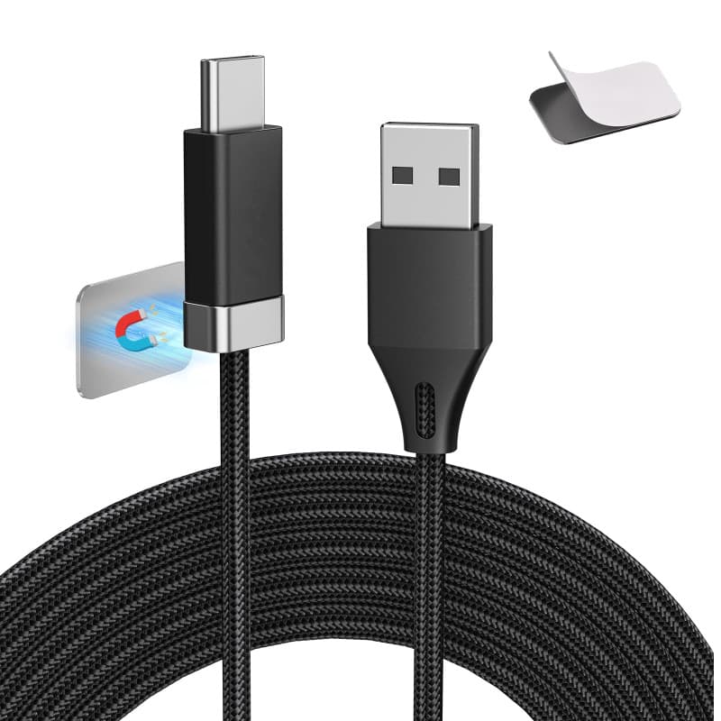Magtame Staycable Câble USB vers USB C avec support magnétique, 5 FT/1,5 m USB A vers type C, charge rapide et gestion des câble