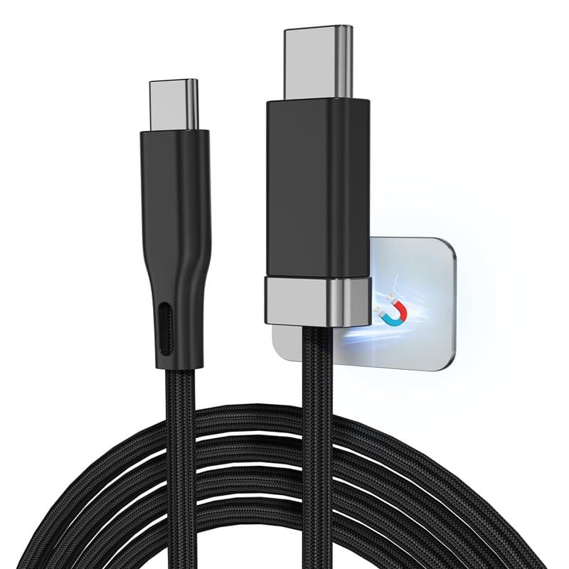 Magtame Câble USB C vers USB C de 1,5 m avec support de câble magnétique, Staykable 60 W Charge rapide et données de type C, câb