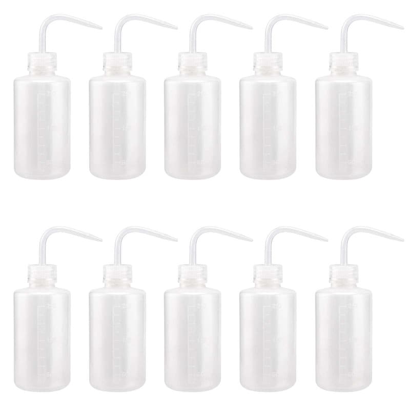 KOHAND Lot de 10 flacons souples en plastique de 250 ml avec étiquettes graduées, flacon de lavage de sécurité pour arrosage des