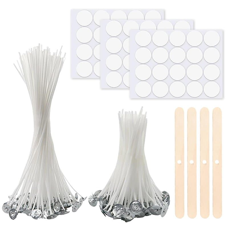 Mèche Bougie,50 PCS Mèches de Bougie Naturelles,Mèche de Bougie Coton,10cm/20cm Mèches pour Bougies,avec Supports de Mèche en Bo