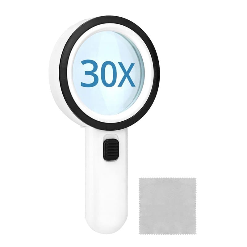 QWORK® loupe avec lumière 12 LED, loupe de Lecture Portable 30x, loupe eclairante, pour la Lecture, l'artisanat, Le bijoutier