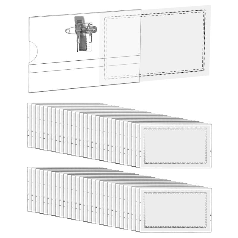 QWORK® 100PCS Porte Badge Horizontal avec Épingle et Clip - en PVC Transparent - 90mm x 56mm
