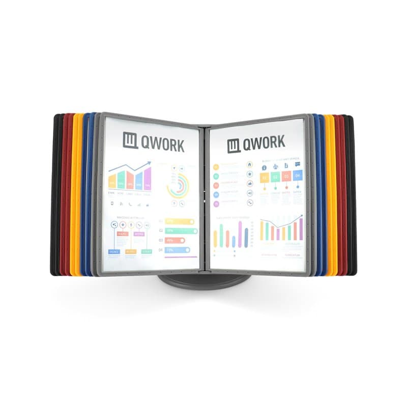 QWORK® Présentoir de table, porte documents multicolore réglable à 360° pour salles d'exposition, restaurants, bureaux, lieux pu